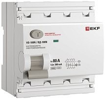 УЗО ВД-100N 80/4 30мА, тип A, 6кА PROXIMA EKF
