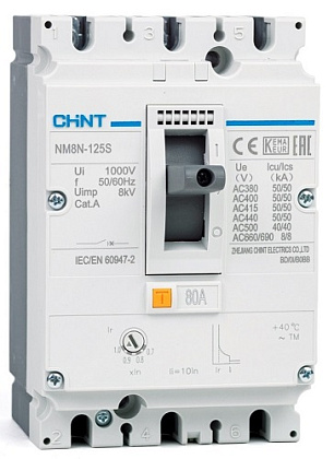 Автоматический выключатель NM8N-125S 80А 50кА 3p.TM рег. расцеп. CHINT