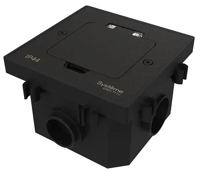 Лючок на 2 модуля черный матовый IP44 с монт.короб SE