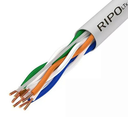 Кабель RIPO Premium UTP cat 6A НГ(В) 4*2*0.58 Cu Indoor серый