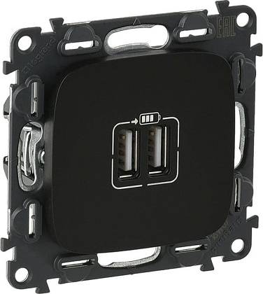 Розетка USB (2-я тип А+А, 1,5А) Антрацит ALLURE LEGRAND