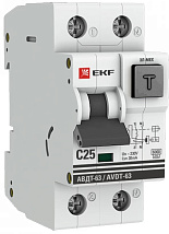 Дифференциальный автомат АВДТ-63 25А/30мА (характеристика C, эл-мех, тип А) 6кА EKF PROxima