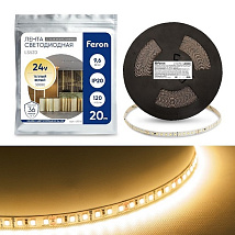 Лента LED 2835 3000К 9,6Вт/м 120LED/м 24В 1056Лм/м 20м FERON