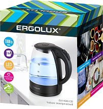 Чайник стеклянный черный (1,8л, 220-230В, 1800Вт) ERGOLUX ELX-KG03-C02