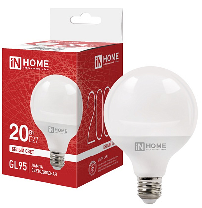 Лампа LED GL95-VC 20Вт 230В Е27 4000К 2000Лм 95мм IN HOME