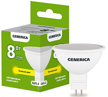 Лампа LED MR16 софит 8Вт 230В 3000К GU5.3 GENERICA