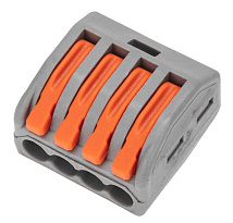 Клемма рычажковая 4 отверстия 0,2-4,0 32А SN-222414 (100шт) AWSPRODUCTS