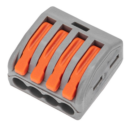 Клемма рычажковая 4 отверстия 0,2-4,0 32А SN-222414 (100шт) AWSPRODUCTS