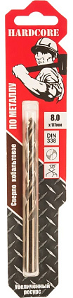 Сверло по металлу 8,0 мм Co5% Hardcore