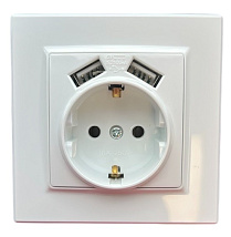 Розетка 1-я с/з с USB белая SD-P1017W AWSPRODUCTS