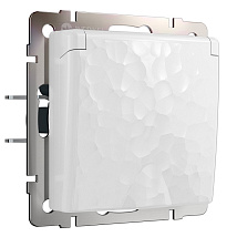 Розетка 1-я с/з со шторками и крышкой IP44 Белый Hammer WERKEL