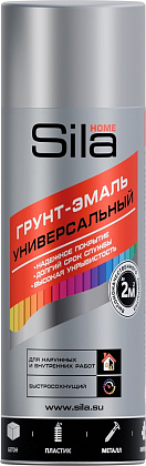 Эмаль аэрозольная, универс., СЕРЫЙ ГРУНТ 520мл Sila HOME