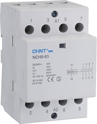 Контактор модульный NCH8-40/40 (кат.230В AC, 4но, 40A) CHINT
