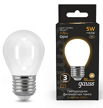 Лампа LED G45 E27 2700К 5Вт 420Лм Filament OPAL Gauss