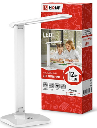Светильник настольный LED ССО 08Б 12Вт 3000-6500K 600Лм Белый IN HOME