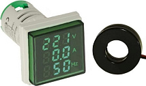 Индикатор основных параметров сети DMS-303 (U-I-Hz) зелёный