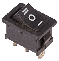Переключатель клавишный 250V 6А (3с) ON-OFF-ON черный с нейтралью Mini (RWB-205, SC-768) REXANT, 36-