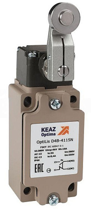 Выключатель концевой OptiLiS D4B-4115N рычаг метал. с роликом метал. EN 50041 XCKJ10513H29 КЭАЗ 3786