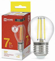 Лампа светодиодная LED-ШАР-DECO 7Вт 230В Е27 3000К 810Лм прозрачная IN HOME