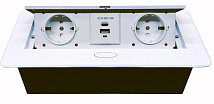 Выдвижная гор. розетка 2 Euro 16A, USB type A+C 18W Белый RocketSocket