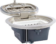Коробка напольная круглая IP66 с откидной крышкой 4мод. нерж. Сталь