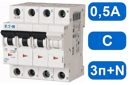 Автомат FAZ-C  0,5/3N (C) 0,5A 3-N, 15кА