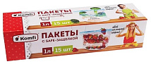 Пакеты с safe-защелкой 1л М15 шт. в наборе Komfi/25