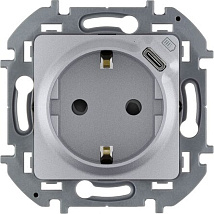 Розетка 1-я с/з USB (тип C, 1,5А) Алюминий INSPIRIA LEGRAND