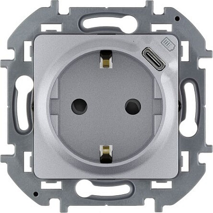 Розетка 1-я с/з USB (тип C, 1,5А) Алюминий INSPIRIA LEGRAND