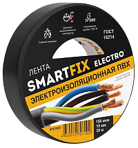 Изолента SmartFix ELECTRO, 19мм*20м 150 мкм, чёрная/60/6