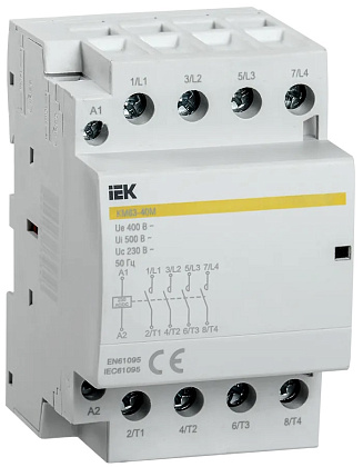 Контактор модульный КМ63-40M (кат.230V AC/DC 63А 4но) IEK