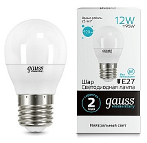 Лампа LED G45 E27 4100К 12Вт 920Лм Elementary Gauss