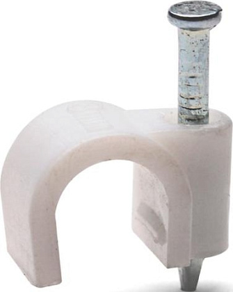 Скоба круглая с гвоздем 6мм Белый (100 шт.) (РО60), уп