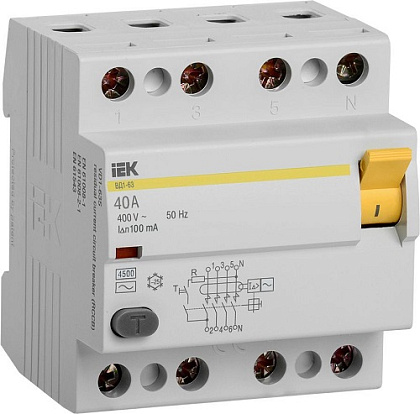 УЗО ВД1-63 40/4 100мА, тип АС, 4,5кА IEK