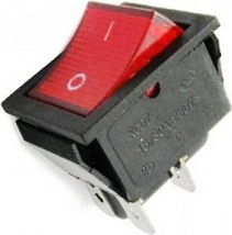 Выключатель клавишный 250V 15А (4с) ON-OFF красный с подсветкой ВЛАГОЗАЩИТА REXANT