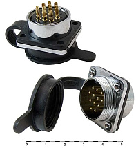 Разъём стационарный вилка 12 pin GX25M-12H (3A 25X1.25 IP55)