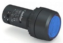Кнопка плоская, с пружинным возвратом, с подсветкой, LED, NO, 220V, синяя (SB7-CW3661-220V)