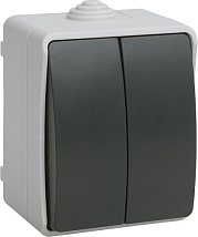 Выключатель ОУ 2-кл. серый IP54 FORS IEK