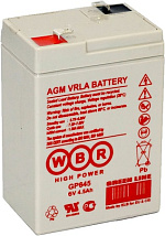 Аккумуляторная батарея WBR GP 645 (6В 4,5Ач) (70*47*101) (1уп-20шт)