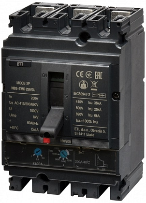 Авт. выключатель NBS-TMD 250/3L 200A 3P ETI