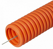 Труба гофрированная ПНД лёгкая 350 Н безгалогенная (HF) оранжевая с/з д16 (100м/уп) Промрукав