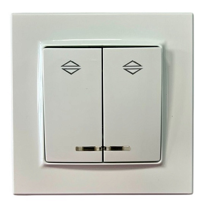 Выключатель проходной 2-кл. с подсветкой белый SD-P1008W "Standard" AWSproducts
