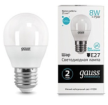 Лампа Gauss Elementary LED  Шар 8W 220V E27 4100K 540Lm