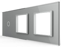 Панель для сенсорного выключателя и двух розеток Livolo, 1 клавиша, цвет серый, стекло