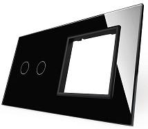 Панель для сенсорного выключателя и розетки Livolo, 2 клавиши, цвет черный, стекло