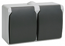 Розетка ОУ 2-я с/з серая IP54 FORS IEK