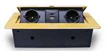 Выдвижная гор. розетка 2 Euro 16A USB type A+C 18W Золото RocketSocket