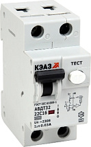 Выключатель автоматический дифференциального тока 2п C 6А 30мА тип A 6кА АВДТ32-22C6 A УХЛ4 КЭАЗ 228