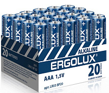 Элемент питания Ergolux Alkaline BP20 LR03 (ПРОМО, LR03 BP20, мизинчиковая батарейка ААА 1.5В)