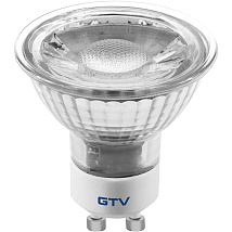 Лампа светодиодная SMD GU10, 2835, 3200K, 5W, AC220-240V, стекло, 38°, 400lm GTV